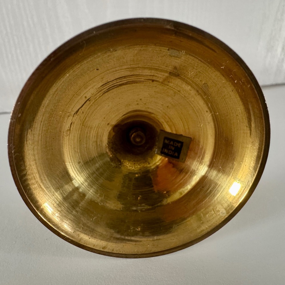 Vintage Solid Brass Taper Candlestick Holder Made in India Traditional Gold 6" - Picture 2 of 5